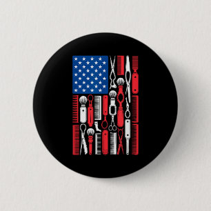 Lustiger Friseur Friseursalon Besitzer Patrioti Button