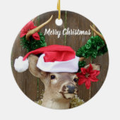 Lustiger frohe Weihnacht-Dollar-Weißwedelhirsch Keramik Ornament (Hinten)