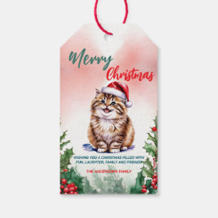 Lustiger Frohe Weihnachten Kranz Süße Katze Kätzch Geschenkanhänger