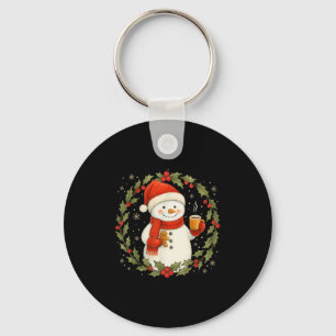Lustiger Frohe Weihnachten Schneemann Kaffee Lebku Schlüsselanhänger
