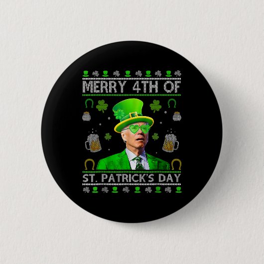 Lustiger Froher 4. St. Patricks Day Joe Biden Hör Button (Vorderseite)