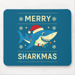 Lustiger Froher Haifrohe Weihnachten Hai Humor Mousepad