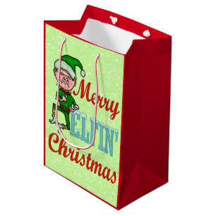 Lustiger fröhlicher ElfenweihnachtenBah Humbug Mittlere Geschenktüte