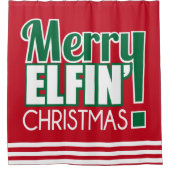 Lustiger fröhlicher Elfin Weihnachtsduschvorhang Duschvorhang (Vorderseite)