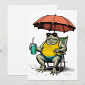 Lustiger Frosch am Strand Einladung (Vorne/Hinten)