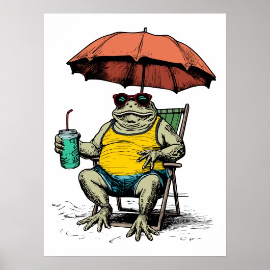 Lustiger Frosch am Strand Poster (Vorne)