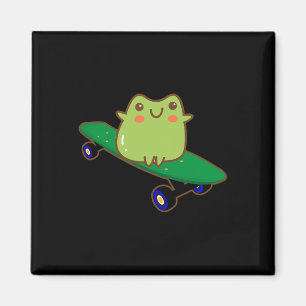 Lustiger Frosch auf Skateboard Ästhetik Cute Kawai Magnet