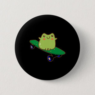 Lustiger Frosch auf Skateboard Ästhetik Süß Kawaii Button