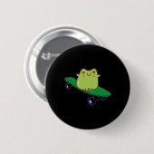 Lustiger Frosch auf Skateboard Ästhetik Süß Kawaii Button (Vorne & Hinten)