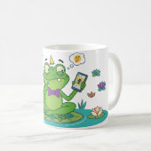 Lustiger Frosch beim Smartphone-Browsen Kaffeetasse (VorderseiteRechts)
