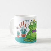 Lustiger Frosch beim Smartphone-Browsen Kaffeetasse (Vorderseite Links)