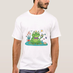 Lustiger Frosch beim Smartphone-Browsen T-Shirt