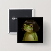 Lustiger Frosch Bob Frisur Meme Frösche Tierliebha Button (Vorne & Hinten)