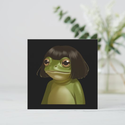 Lustiger Frosch Bob Frisur Meme Frösche Tierliebha Einladung (Stehend Vorderseite)