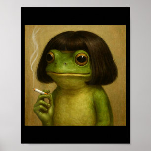 Lustiger Frosch Bob Frisur rauchendes Meme für Män Poster
