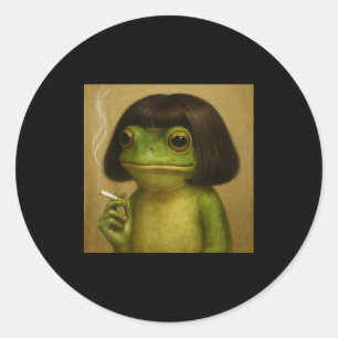 Lustiger Frosch Bob Frisur rauchendes Meme für Män Runder Aufkleber