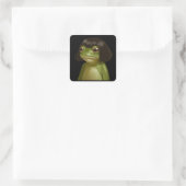 Lustiger Frosch Bob-Haarschnitt Meme Frösche Tierl Quadratischer Aufkleber (Tasche)