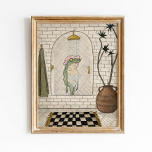 Lustiger Frosch-Dusch-Badezimmerposter