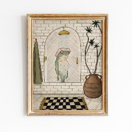 Lustiger Frosch-Dusch-Badezimmerposter Poster