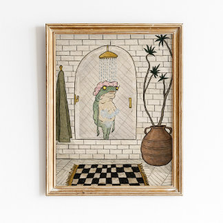 Lustiger Frosch-Dusch-Badezimmerposter Poster