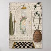 Lustiger Frosch-Dusch-Badezimmerposter Poster (Vorne)