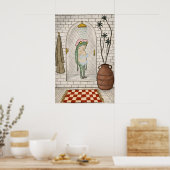 Lustiger Frosch-Duschposter, Retro-Whimsical-Badez Poster (Küche)