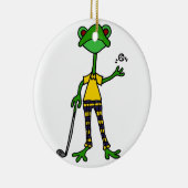 Lustiger Frosch-Golf spielende Kunst Keramik Ornament (Rechts)