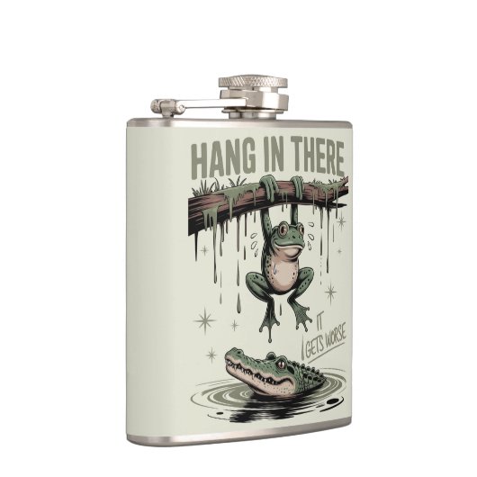 Lustiger Frosch „Halt durch, es wird noch schlimme Flachmann (Rechts)