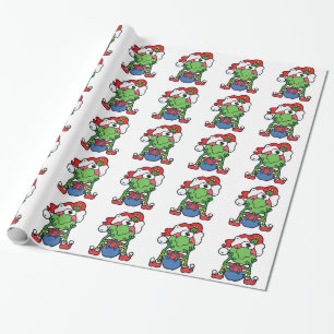 Lustiger Frosch in der Weihnachtsmannmütze Geschenkpapier
