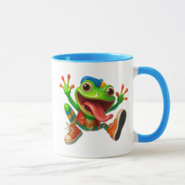Lustiger Frosch in Turnschuhe. Mug fun und bunt. Tasse