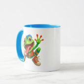 Lustiger Frosch in Turnschuhe. Mug fun und bunt. Tasse (Vorderseite Links)