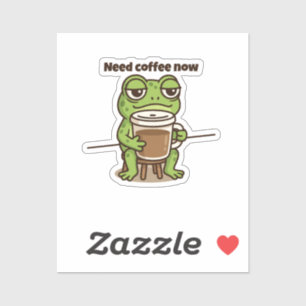 Lustiger Frosch-Kaffee-Meme-Cartoon-Aufkleber Aufkleber