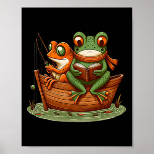 Lustiger Frosch Kröte Angeln Vintage Clic Buch Krö Poster