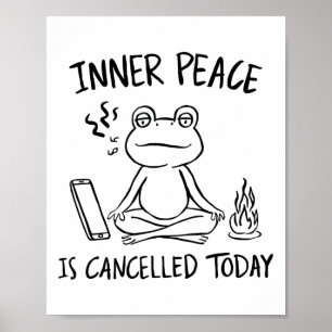 Lustiger Frosch Meditation Yoga Meme Naive Kunst I Poster