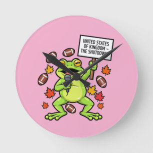 Lustiger Frosch-Meme-Satire – Vereinigte Staaten v Runde Wanduhr