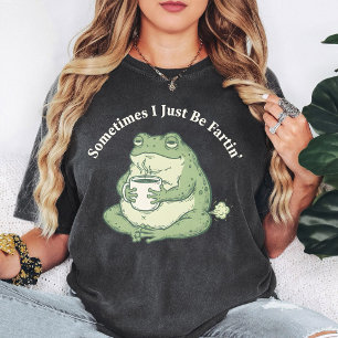 Lustiger Frosch mit Kaffee sagt Ich hab' einfach n T-Shirt