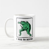 Lustiger Frosch mit Messer – "Ich bitte zu widersp Kaffeetasse (Links)