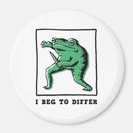 Lustiger Frosch mit Messer – "Ich bitte zu widersp Magnet (Vorne)