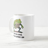 Lustiger Frosch Mit Messer Meme Zitat Kaffeetasse (Vorderseite Links)