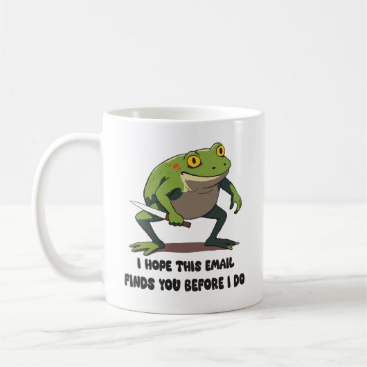 Lustiger Frosch Mit Messer Meme Zitat Kaffeetasse (Links)