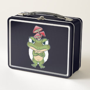 Lustiger Frosch mit Pilzen Metall Brotdose