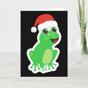 Lustiger Frosch mit Santa-Hut für Weihnachts-Pyjam Karte