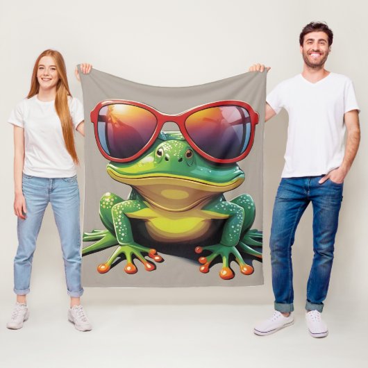 Lustiger Frosch mit Sonnenbrille Fleecedecke (Beispiel)