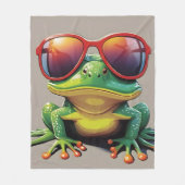 Lustiger Frosch mit Sonnenbrille Fleecedecke (Vorderseite)