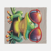Lustiger Frosch mit Sonnenbrille Fleecedecke (Vorderseite (Horizontal))