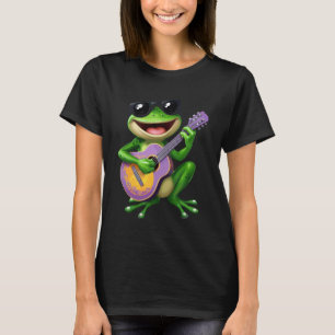 Lustiger Frosch mit Sonnenbrille spielt Gitarrenmu T-Shirt