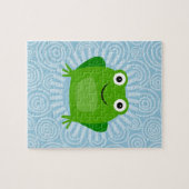 Lustiger Frosch - niedlicher Froggy auf Blau Puzzle (Horizontal)