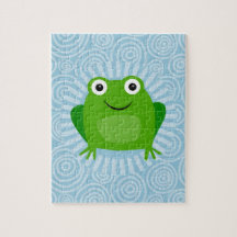 Lustiger Frosch - niedlicher Froggy auf Blau