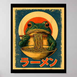 Lustiger Frosch Ramen Kawaii Retro Japanische Aufg Poster
