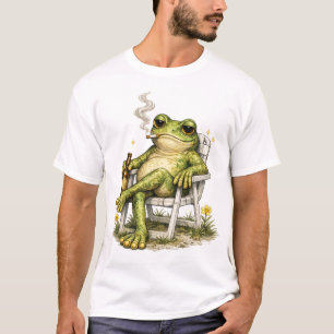 Lustiger Frosch raucht Zigarette trinkt Meme Vinta T-Shirt